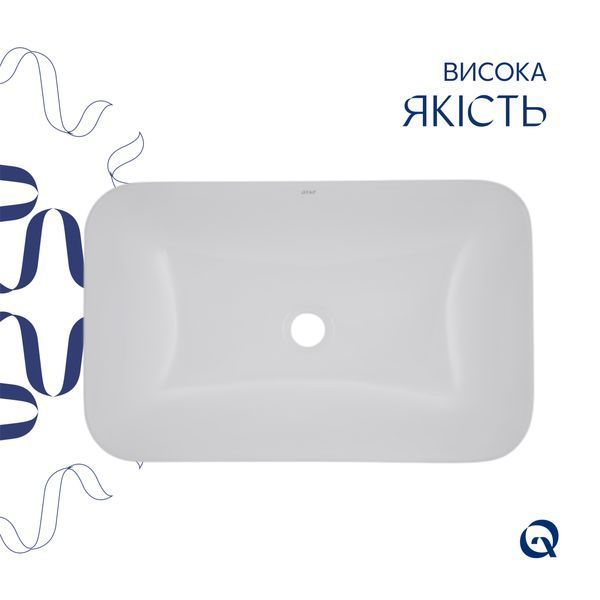 Комплект Qtap Scorpio: Раковина врізна прамокутна 615х390х150 мм White + Донний клапан PU02 SD00053415 фото