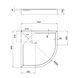 Lidz Душовий піддон KAPIELKA ST80x80x14 низький, напівкруглий, діаметр зливу 52 мм SD00050739 фото 2