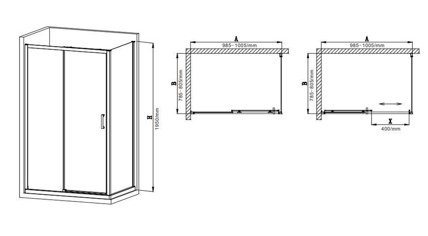 Душевая кабина без поддона Mixxus Premium DIVERSE SC03-100x80x195-TR Black прозрачное стекло 6мм (MI6866) MI6866 фото