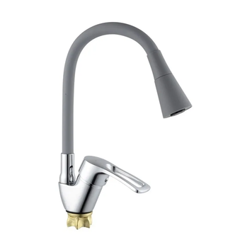 Смеситель для кухни с силиконовым изливом Champion YUB 011-181 (Nut) Refl.Grey (MI6422) MI6422 фото