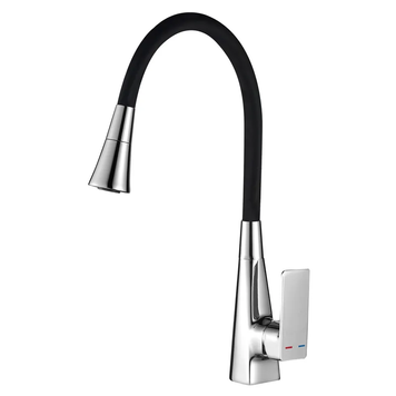 Змішувач для кухні Mixxus Etna 014-T (NUT) Refl.Black (Колір хром+силіконовий вилив чорний) (MI8419) MI8419 фото