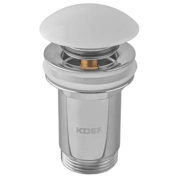 Донный клапан для раковины Koer PW-07-11 1 1/4'' с переливом автоматический СLICK-СLACK (Белая керам.накл.) (KR5784) KR5784 фото