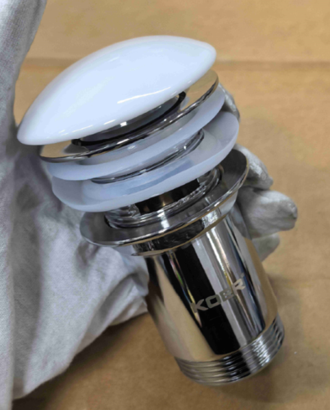 Донный клапан для раковины Koer PW-07-11 1 1/4'' с переливом автоматический СLICK-СLACK (Белая керам.накл.) (KR5784) KR5784 фото
