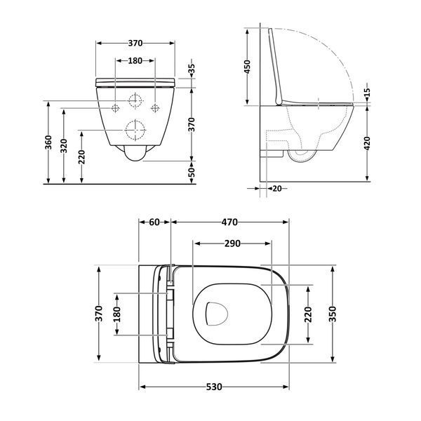 Унитаз подвесной Qtap Gemini безободковый с сиденьем Soft-close QT2533076EUQMB SD00051555 фото