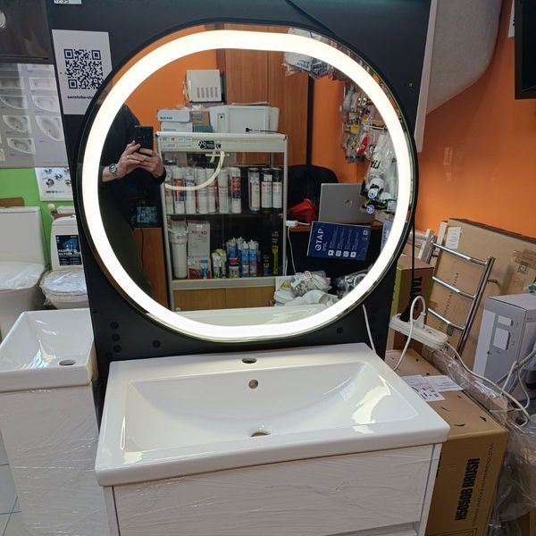 Зеркало Qtap Gemini 800х700 с LED-подсветкой Touch, с антизапотеванием, с диммером, рег. темп. цвета (3000-6500K) QT2578R8072B SD00052319 фото