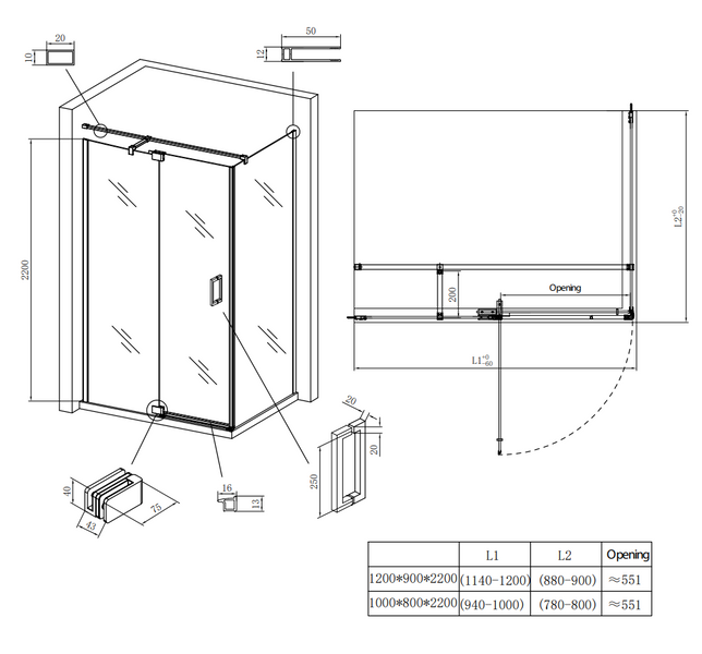 Душова кабіна без піддону Koer SR SC02-100x80x200-TR-01 прозоре скло Easy Clean 8мм, хром (KR5355) KR5355 фото