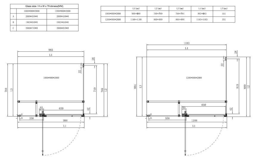 Душова кабіна без піддону Koer SR SC02-100x80x200-TR-01 прозоре скло Easy Clean 8мм, хром (KR5355) KR5355 фото
