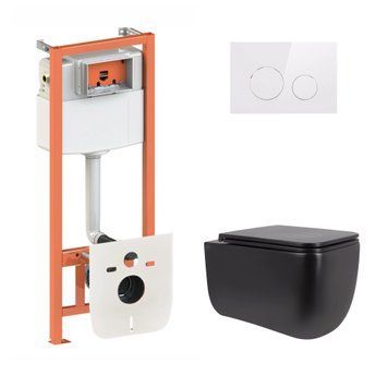 Готове рішення Qtap для ванної кімнати: підвісний унітаз Gemini Ultra Quiet 530х365х373 + комплект інсталяції Nest 4 в 1 (кругла клавіша White) SD00052292 фото