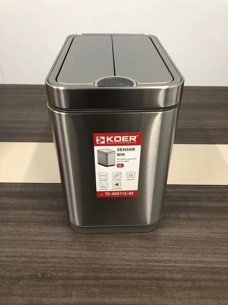 Відро для сміття сенсорне прямокутне KOER TC-020112-02 12 л (колір нержавійка) (KR5582) KR5582 фото