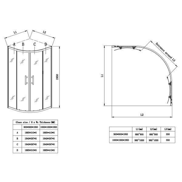 Душова кабіна без піддону Koer SR SC04-90x90x195-TR-12 прозоре скло Easy Clean 5мм Матове золото (KR5681) KR5681 фото