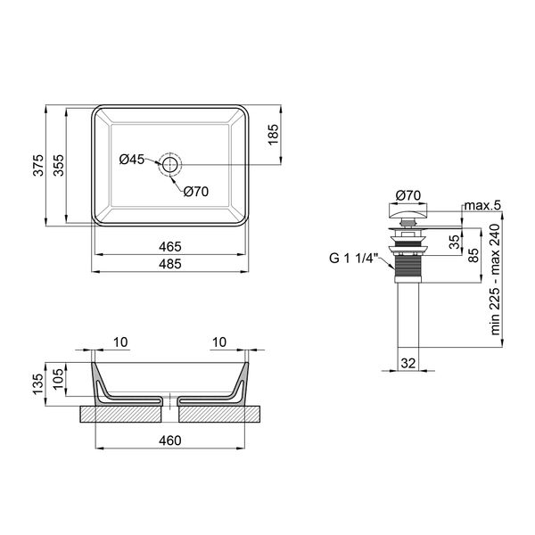 Раковина-чаша Qtap Tern 475х370х140 Matt black с донным клапаном QT172074MBMB SD00046258 фото