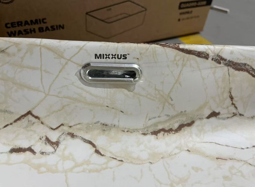 Раковина накладная Mixxus Premium QUADRO-0208 MARBLE 480х315х140mm с переливом (MP6518) MP6518 фото