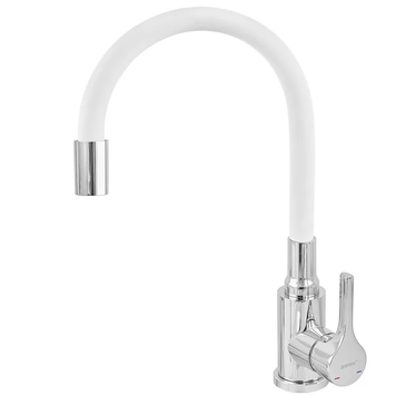 Змішувач для кухні Zerix Rex-011 Chrome Refl.White з нерж. сталі (Колір хром+силік.вилив білий) (ZX6129) ZX6129 фото