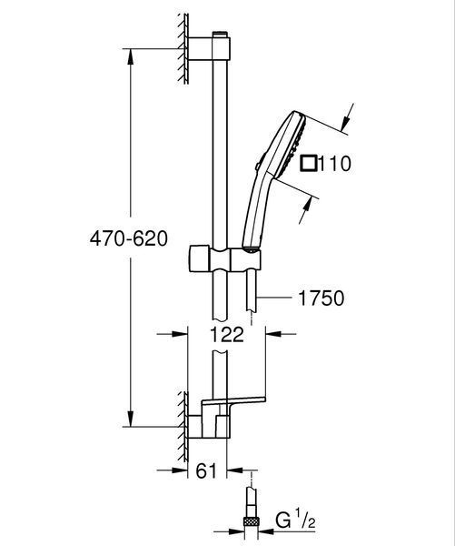 Душовий гарнітур Grohe Tempesta Cube 110, 2 режими (26907003) 26907003 фото