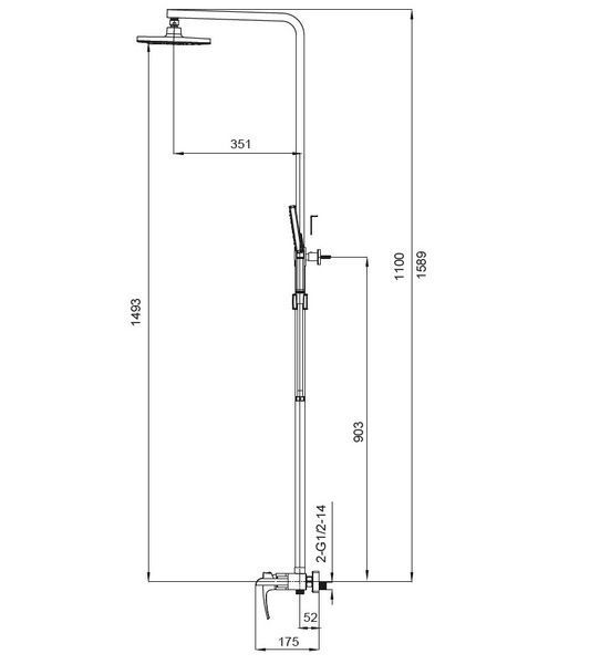 Душова колона із змішувачем водоспад Koer KB-58007-05 (Колір чорний) (KR3463) KR3463 фото