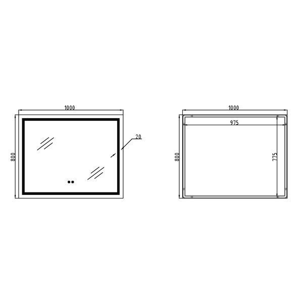 Зеркало Qtap Mideya (DC-F614) 1000х800 с LED-подсветкой Touch, с антизапотеванием, диммером QT2078F614W SD00036735 фото