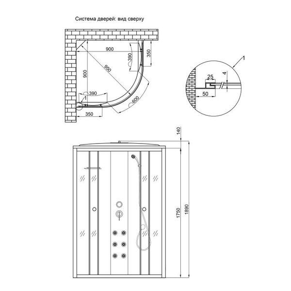 Lidz PVC панель гідромасаж + шланги TANI 90x90 HIGH SD00044978 фото