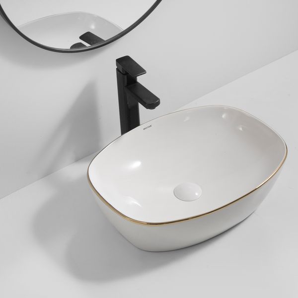 Раковина накладная Mixxus Premium DIVERSE-0109 EDGE GOLD 500х380х140mm (MP6548) MP6548 фото