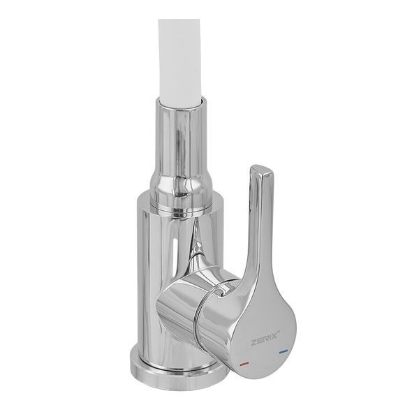 Смеситель для кухни Zerix Rex-011 Chrome Refl.White из нерж. стали (Цвет хром+силик.излив белый) (ZX6129) ZX6129 фото
