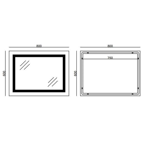 Дзеркало Mixxus LIGHT MR01-80x60 з Led Touch, Anti-fog, димером, регулятором яскравості, годинником (MI5998) MI5998 фото