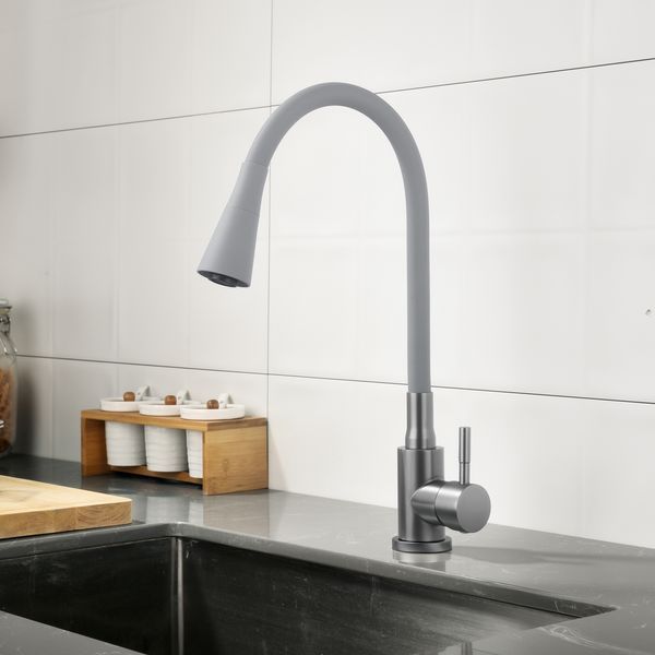 Змішувач для кухні Lidz Aria 015F31 (k35) з гнучким виливом LDARI015F31GGRP49567 Graphite/Grey SD00055691 фото