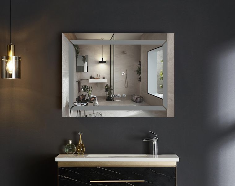 Дзеркало Mixxus LIGHT MR01-80x60 з Led Touch, Anti-fog, димером, регулятором яскравості, годинником (MI5998) MI5998 фото