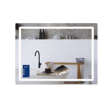 Дзеркало Qtap Mideya (MI2) 800х600 з годинником, з LED-підсвічуванням Touch, з антизапотіванням, димером, рег. яскравості QTMID80060049265 SD00055389 фото
