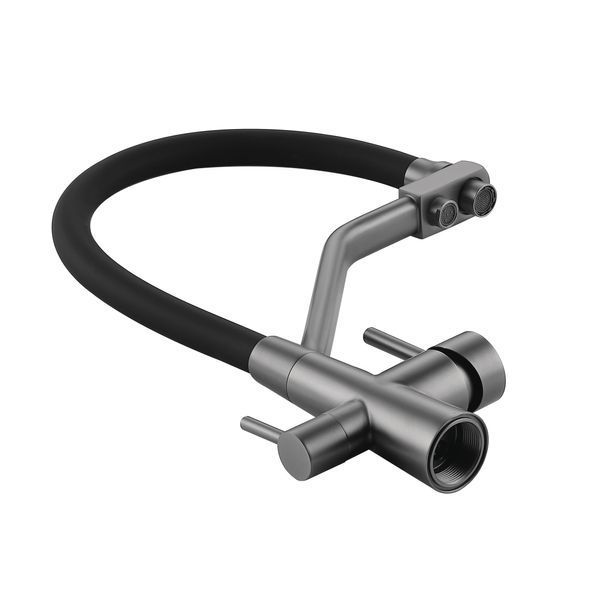 Змішувач для кухні Lidz Aria 020F3 (k35) з гнучким виливом з підключенням для питної води LDARI020F3BGRP49568 Graphite/Black SD00055692 фото