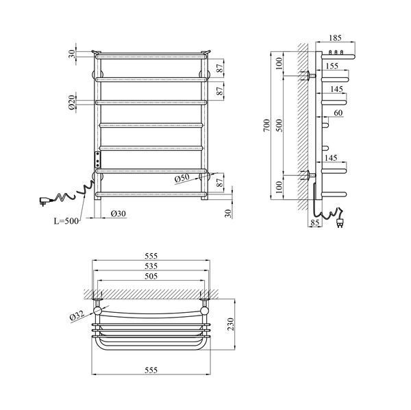Полотенцесушитель электрический Kroner KRP Stern EL700x500-7 CV036328 фото
