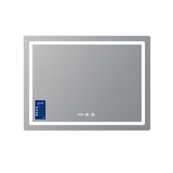 Дзеркало Qtap Mideya (MI2) 800х600 з годинником, з LED-підсвічуванням Touch, з антизапотіванням, димером, рег. яскравості QTMID80060049265 SD00055389 фото