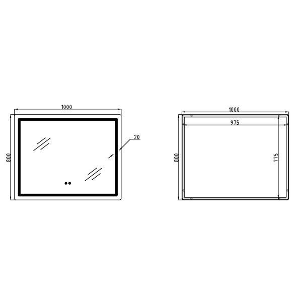 Зеркало Qtap Mideya (DC-F910) 1000х800 с LED-подсветкой Touch, с антизапотеванием, диммером QT2078F910W SD00036736 фото