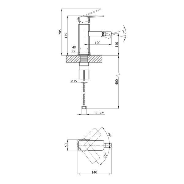 Смеситель для биде Kroner KRM Ems - C020 CV012073 фото