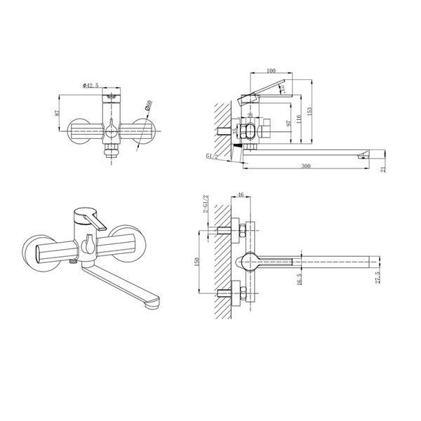 Смеситель для ванны Mixxus Lord 006 Euro (MI7141) MI7141 фото