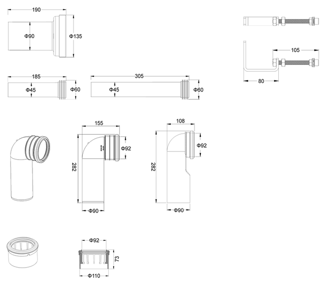 Установка для подвесного унитаза Koer KT-0403 500x165x820mm без панели смыва (KR5313) KR5313 фото
