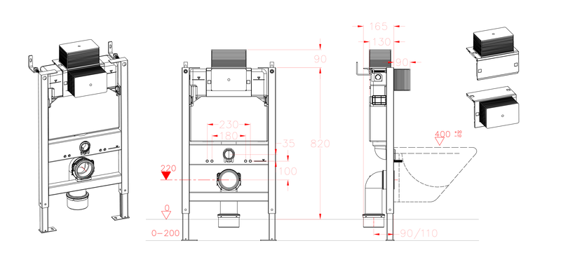 Установка для подвесного унитаза Koer KT-0403 500x165x820mm без панели смыва (KR5313) KR5313 фото