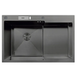 Мийка MIXXUS MH7849L-HK GRAPHITE (MH7849L-HK NANO-BLACK)(3.0/0.9) з нержавіючої сталі "глибоке крило", з підставкою під ножі (MX1936)