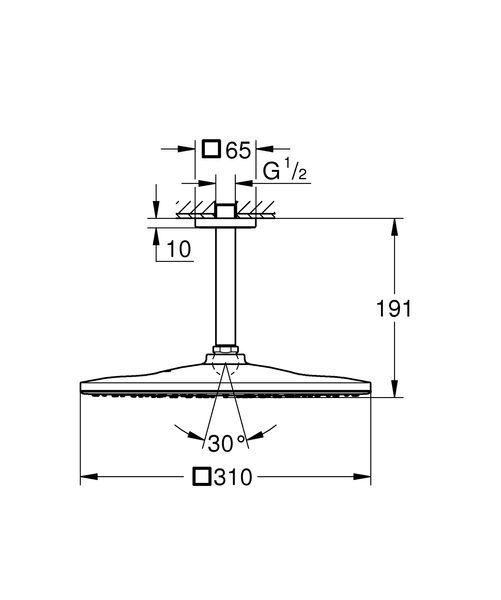 Верхний душ с потолочным кронштейном Grohe Rainshower Mono (26566000) 26566000 фото