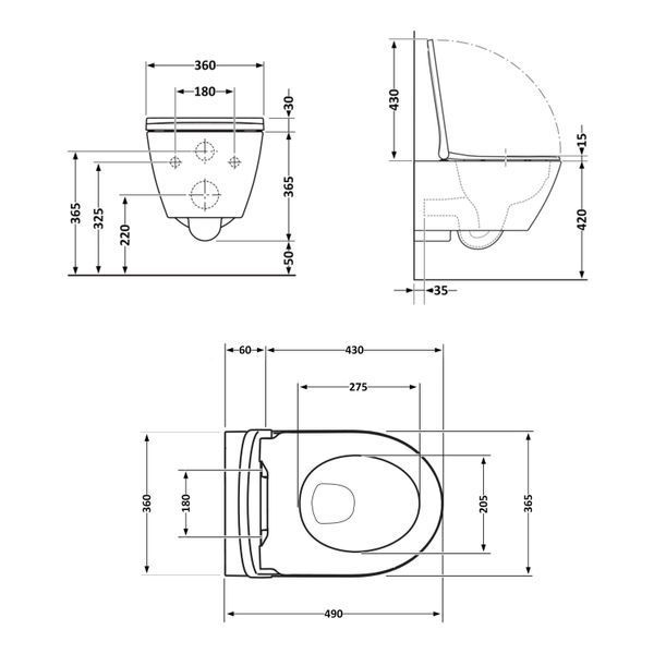 Унітаз підвісний Robin Ultra Quiet 490&times;365&times;325&nbsp;мм, Marble, з сидінням Slim Duroplast / Soft-close / Quick Release QT13332381АSMR Qtap SD00054281 фото