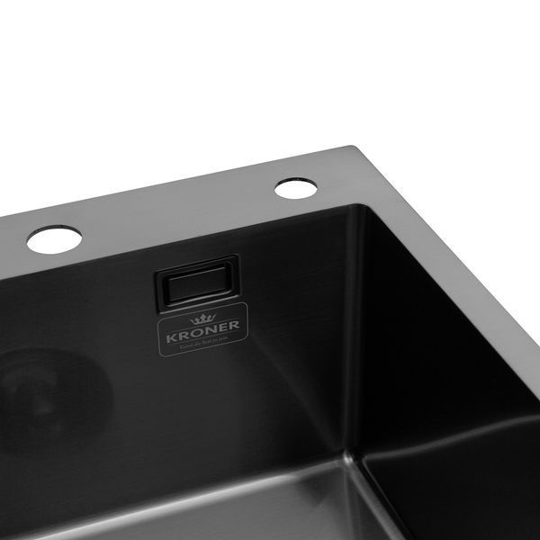 Кухонна мийка Kroner KRP Schwarze &ndash; 4545HM PVD (3.0/1.0 мм), чорна CV033856 фото