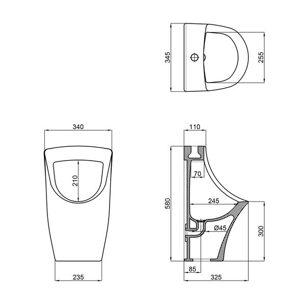 Пісуар підвісний Qtap Scorpio 350х325х580 White QT1488HDU580W SD00045964 фото