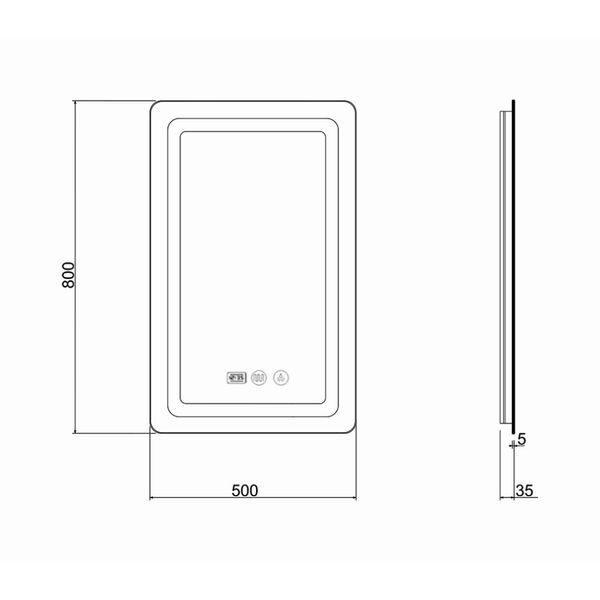 Дзеркало Qtap Mideya (DC-F911) 500х800 з LED-підсвічуванням Touch, з антизапотіванням, з годинником, димером, рег. яскравості QT2078F911W SD00036737 фото