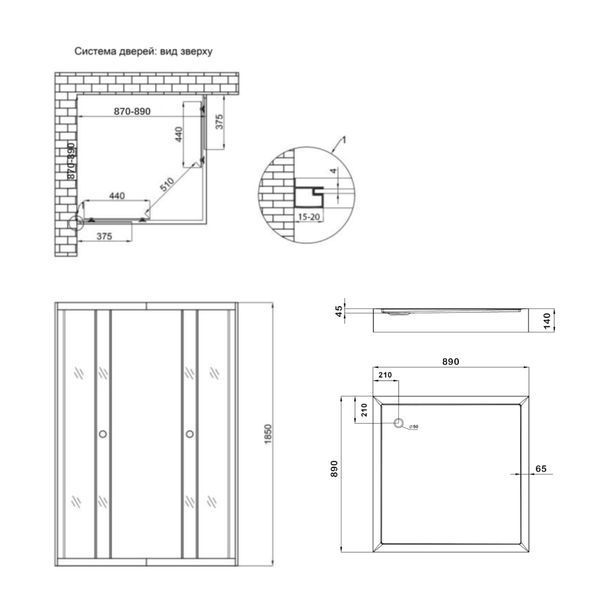 Душевая кабина Lidz Wawel SC90x90.SAT.LOW.GR, стекло тон. 4 мм + Lidz Душевой поддон KAPIELKA ST90x90х14 SD00051442 фото