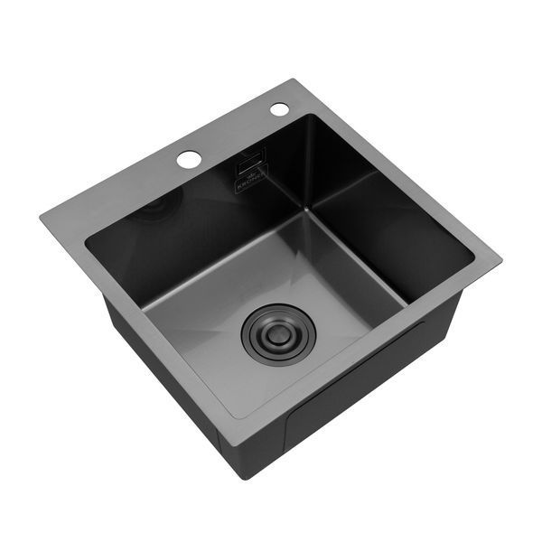 Кухонна мийка Kroner KRP Schwarze &ndash; 4545HM PVD (3.0/1.0 мм), чорна CV033856 фото