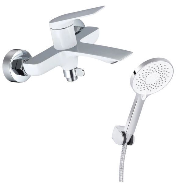 Комплект для ванної кімнати Mixxus Premium DERBY WHITE-CHROME: Змішувач для ванни DERBY 009 EURO + Змішувач для умивальника DERBY 001 NUT MI1513 фото