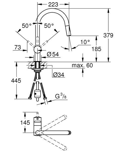 Смеситель для кухни с выдвижным изливом Grohe Minta (32321002) 32321002 фото