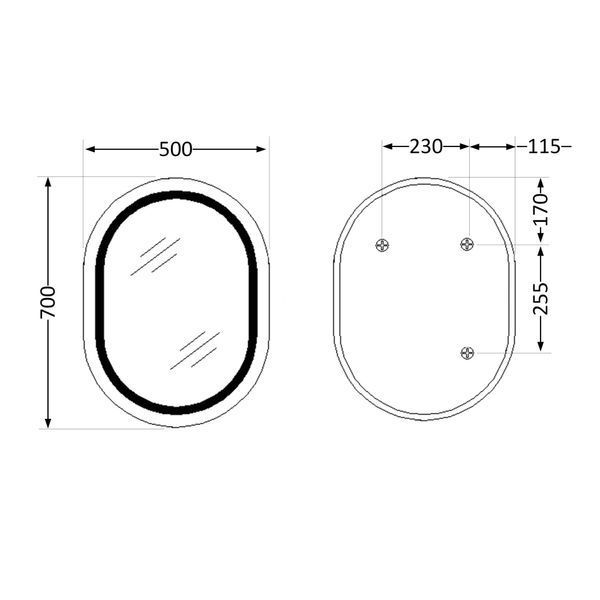 Дзеркало настінне Qtap Gemini (GE1) 500х700 мм, овальне, з LED-підсвіткою Touch, антизапотіванням, димером, рег. темп. кольору (3000-6500K), Reverse SD00052316 фото