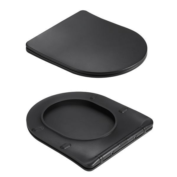 Унитаз подвесной Qtap Jay Ultra Quiet 485х360х320 мм, Matt Black, сиденьем Slim Duroplast/ Soft-close/ Quick Relase QT07335177MB SD00054232 фото