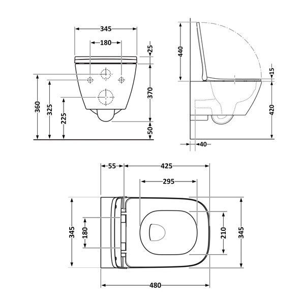 Унитаз подвесной Tern Ultra Quiet 490&times;365&times;325&nbsp;мм, Marble, с сиденьем Slim Duroplast / Soft-close / Quick Release QT17332303ASMR Qtap SD00054291 фото