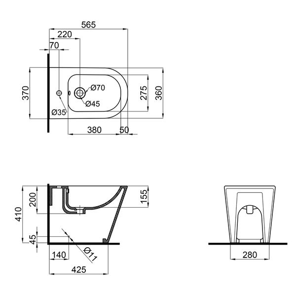 Биде напольное Qtap Stork/Swan 560х360х410 White QT15443378W SD00042523 фото