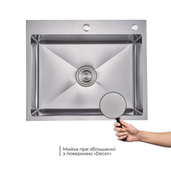 Кухонный набор Lidz: мойка H6050H интегрированная Decor Honeycomb 2,5/0,5 мм LDH6050DEC48370 + Смеситель Aria для кухни с гибким изливом (k35) Grey SD00057351 фото